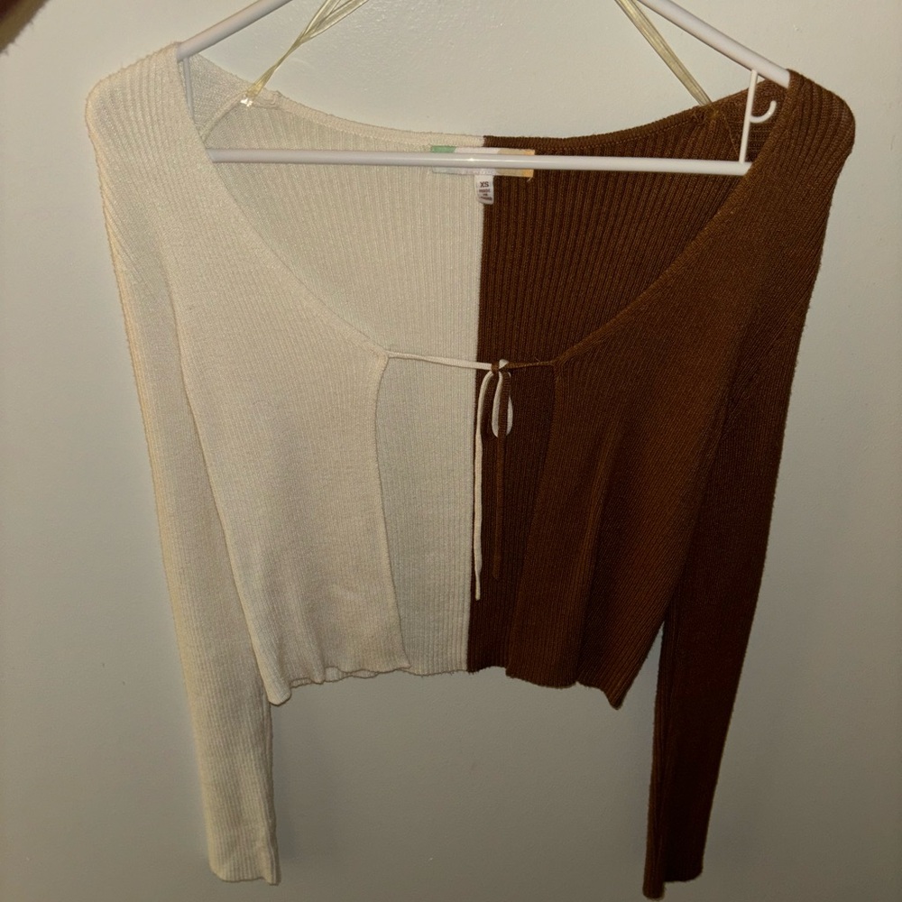 Two-Tone Knit Sweater